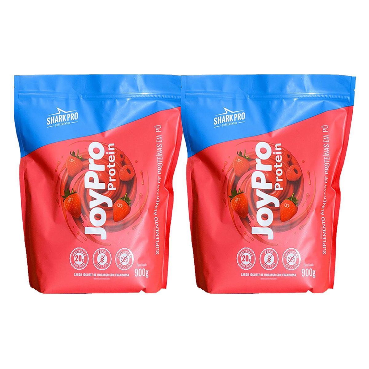 Kit 2X JoyPro Protein - Refil 900g Iogurte de Morango com Framboesa - Shark Pro