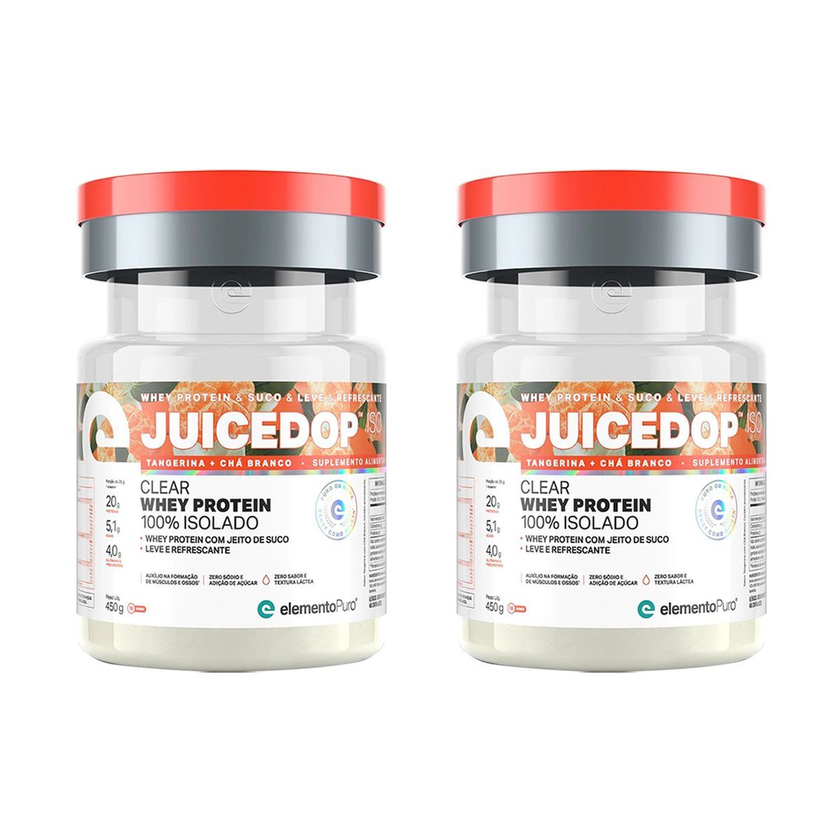 Kit 2X JuiceDop Whey Protein - 450g Tangerina+Ch� Branco - ElementoPuro