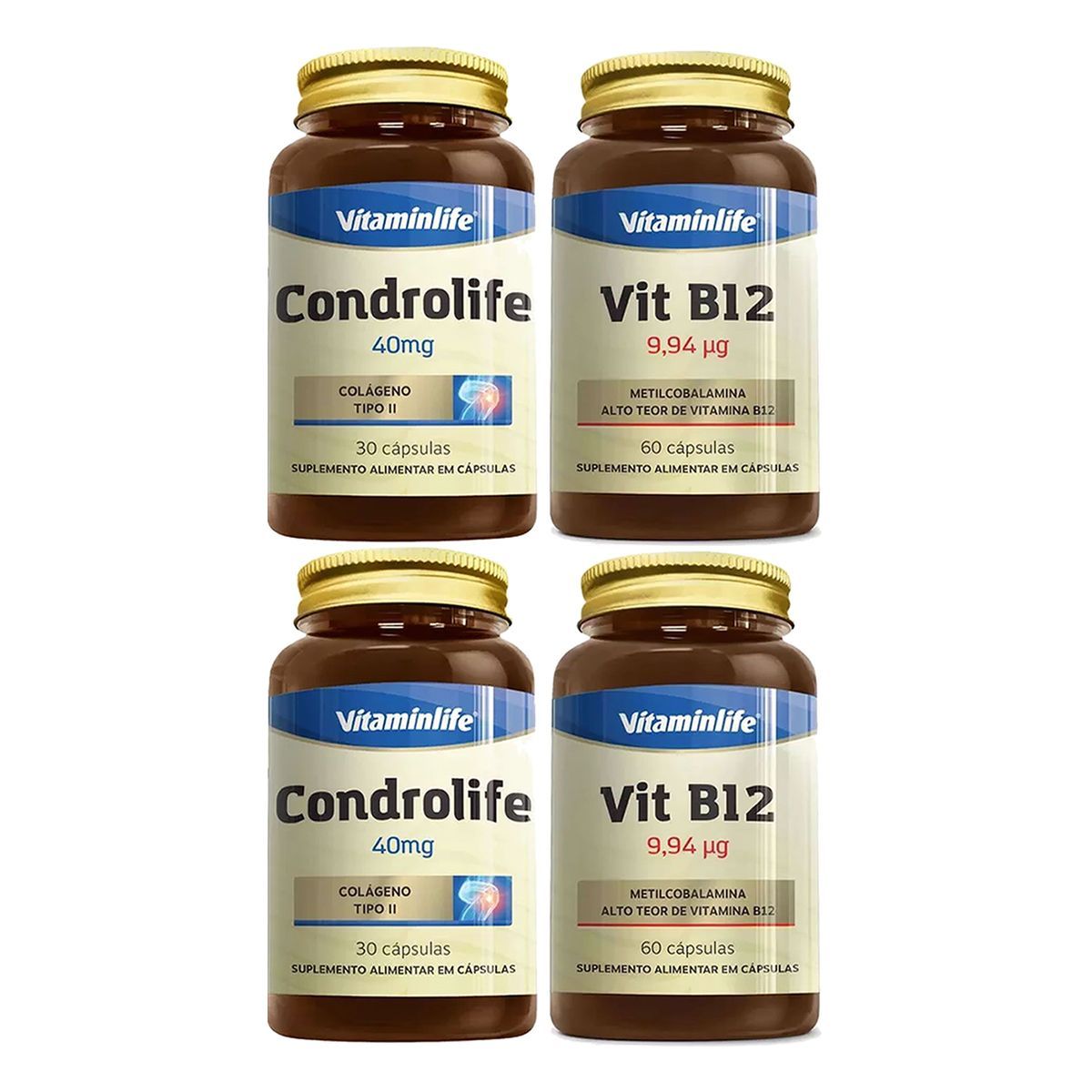Kit 2X Kit Condrolife 30 C�psulas + Vit B12 60 C�psulas - Vitaminlife