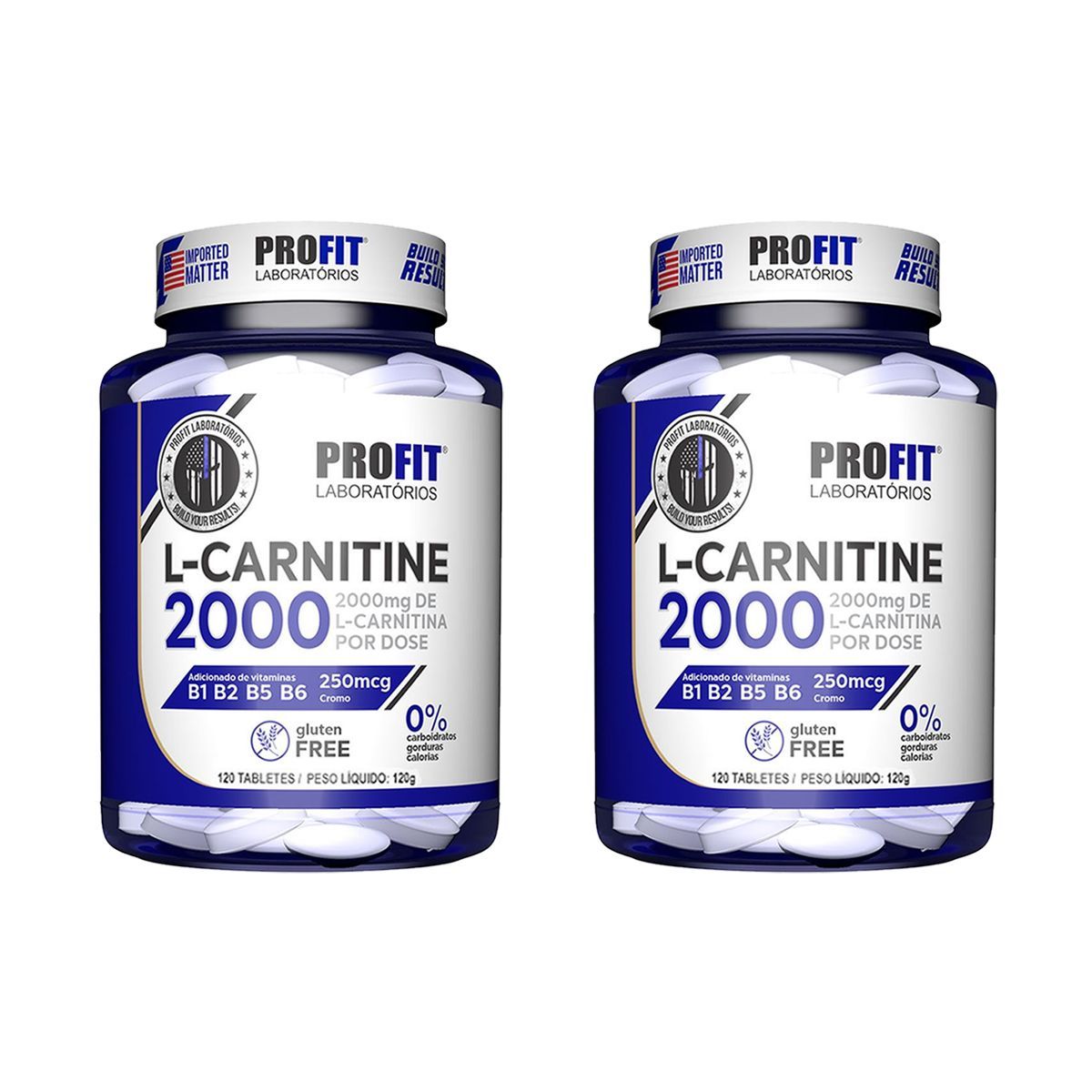 Kit 2X L-Carnitina 2000 + 250mcg Cromo - 120 Tabletes - ProFit