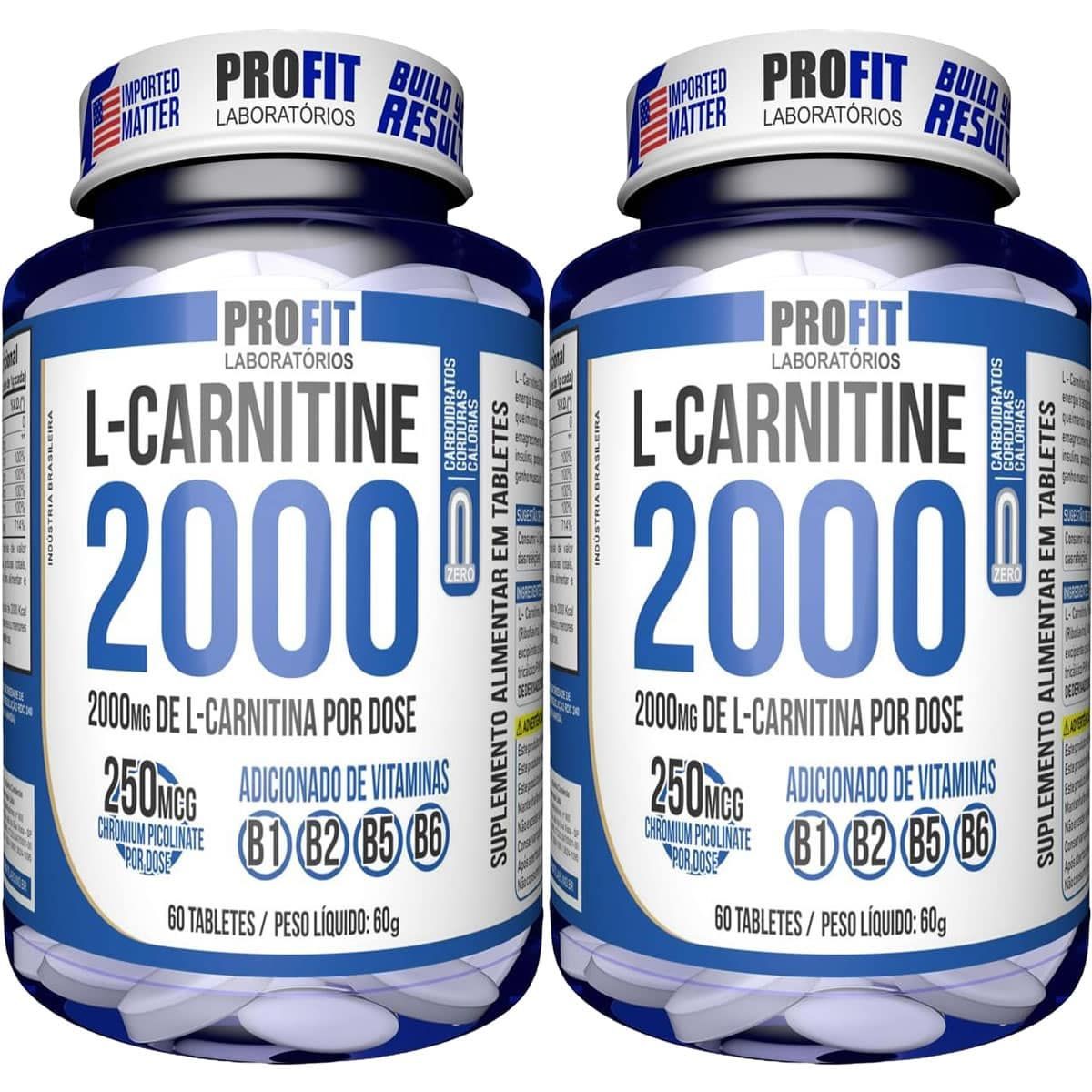 Kit 2X L-Carnitina 2000 + 250mcg Cromo - 60 Tabletes - ProFit