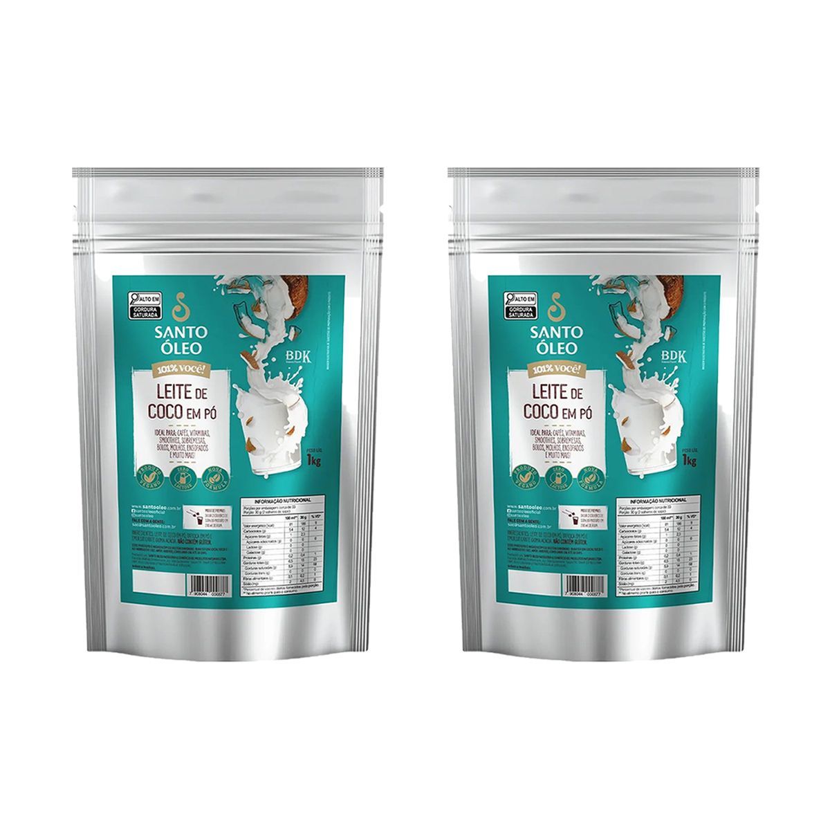 Kit 2X Leite de Coco em P� - 1000g Natural - Santo �leo