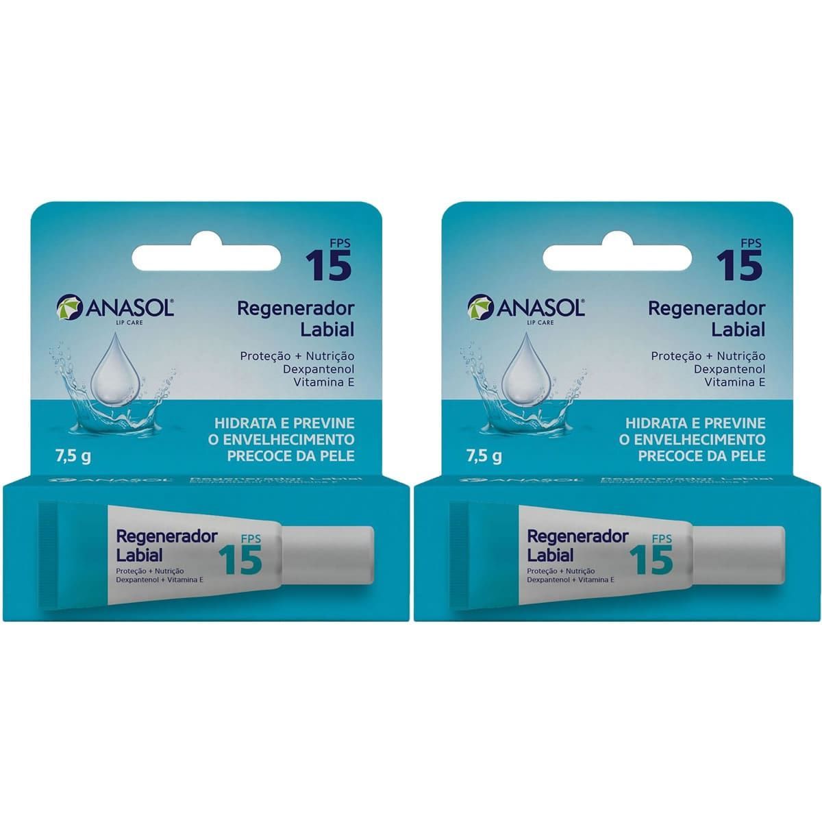 Kit 2X Lip Care Regenerador Labial - 7,5g FPS 15 - Anasol