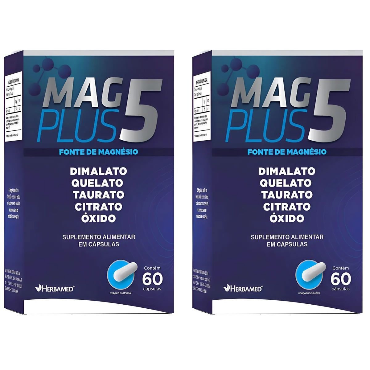 Kit 2X Mag Plus 5 - 60 C�psulas - Herbamed