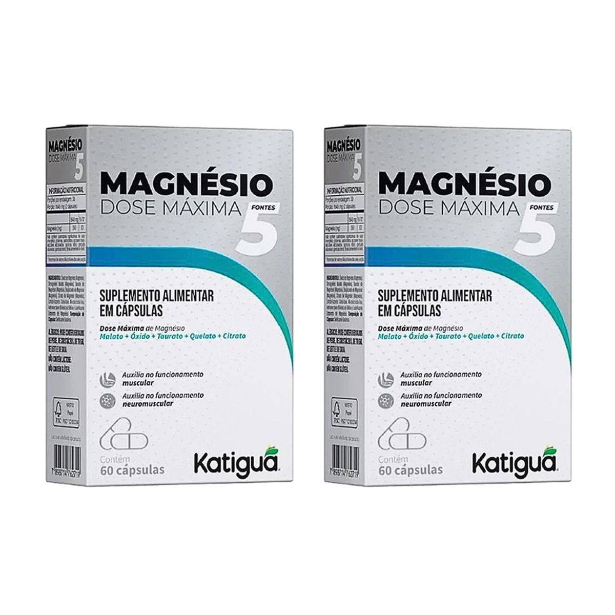 Kit 2X Magn�sio 5 Dose M�xima - 60 C�psulas - Katigu�