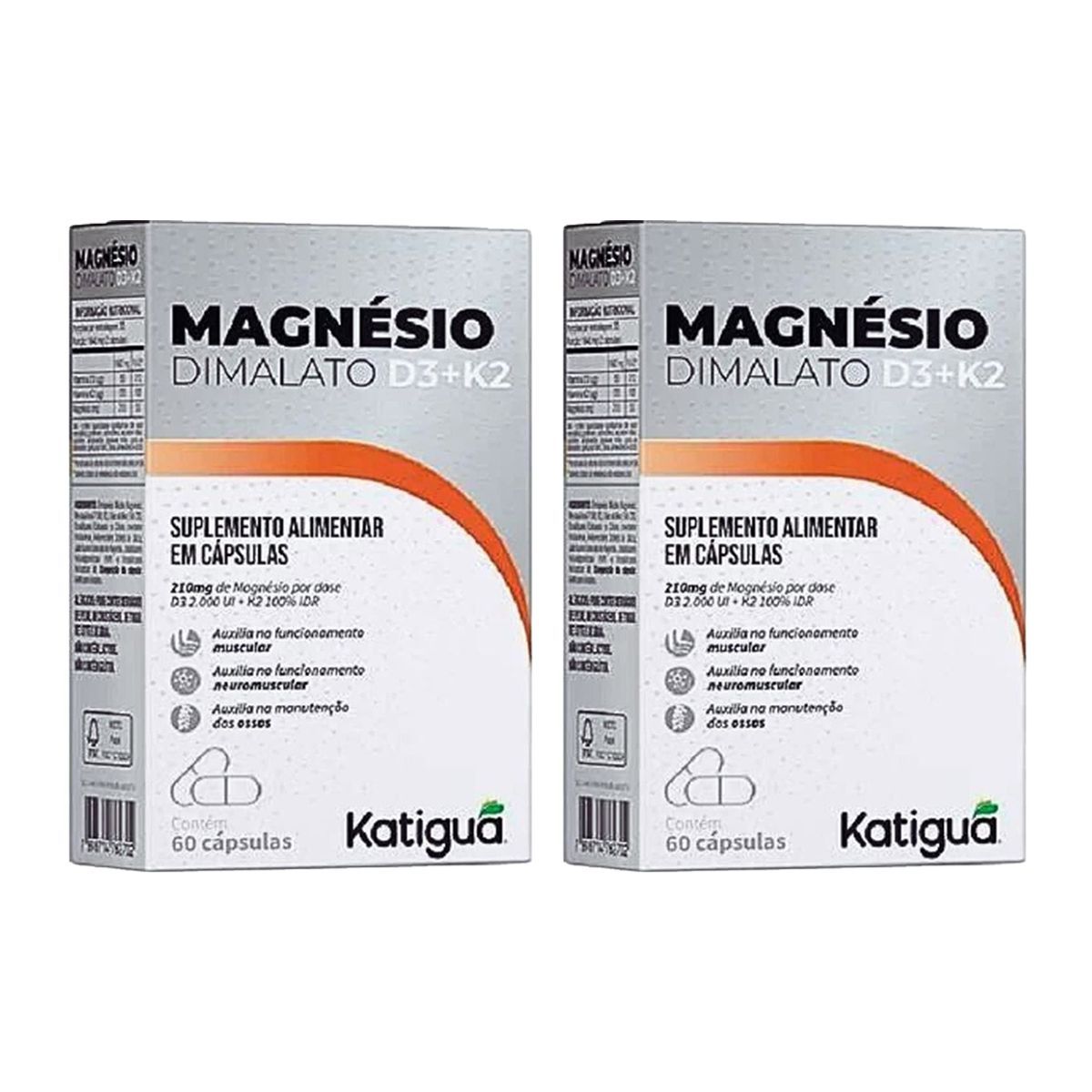 Kit 2X Magnesio Dimalato D3 + K2 - 60 C�psulas - Katigu�