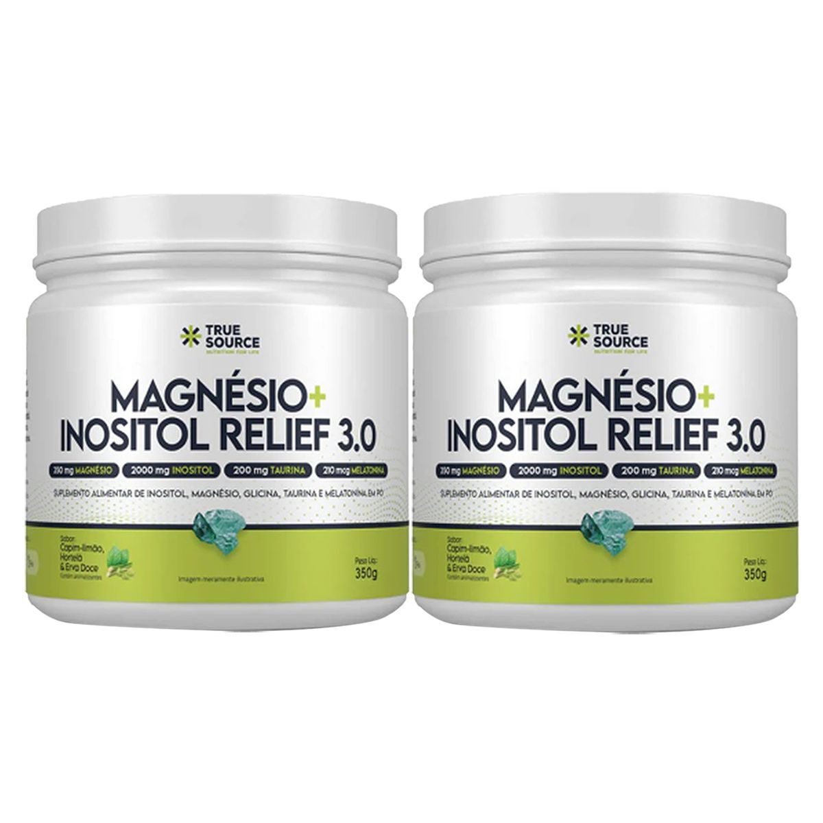 Kit 2X Magnesio + Inositol Relief 3.0 - 350g Capim Lim�o, Hortela e Erva Doce - True Source