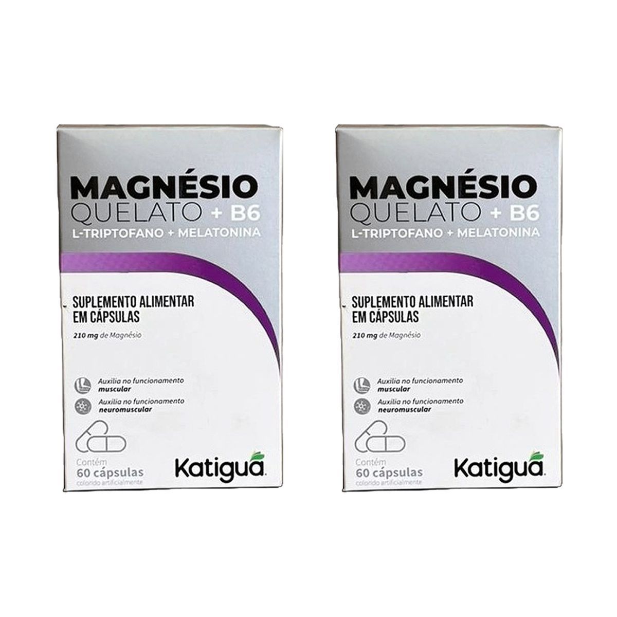 Kit 2X Magn�sio Quelato + L-Triptofano + Melatonina - 60 C�psulas - Katigu�