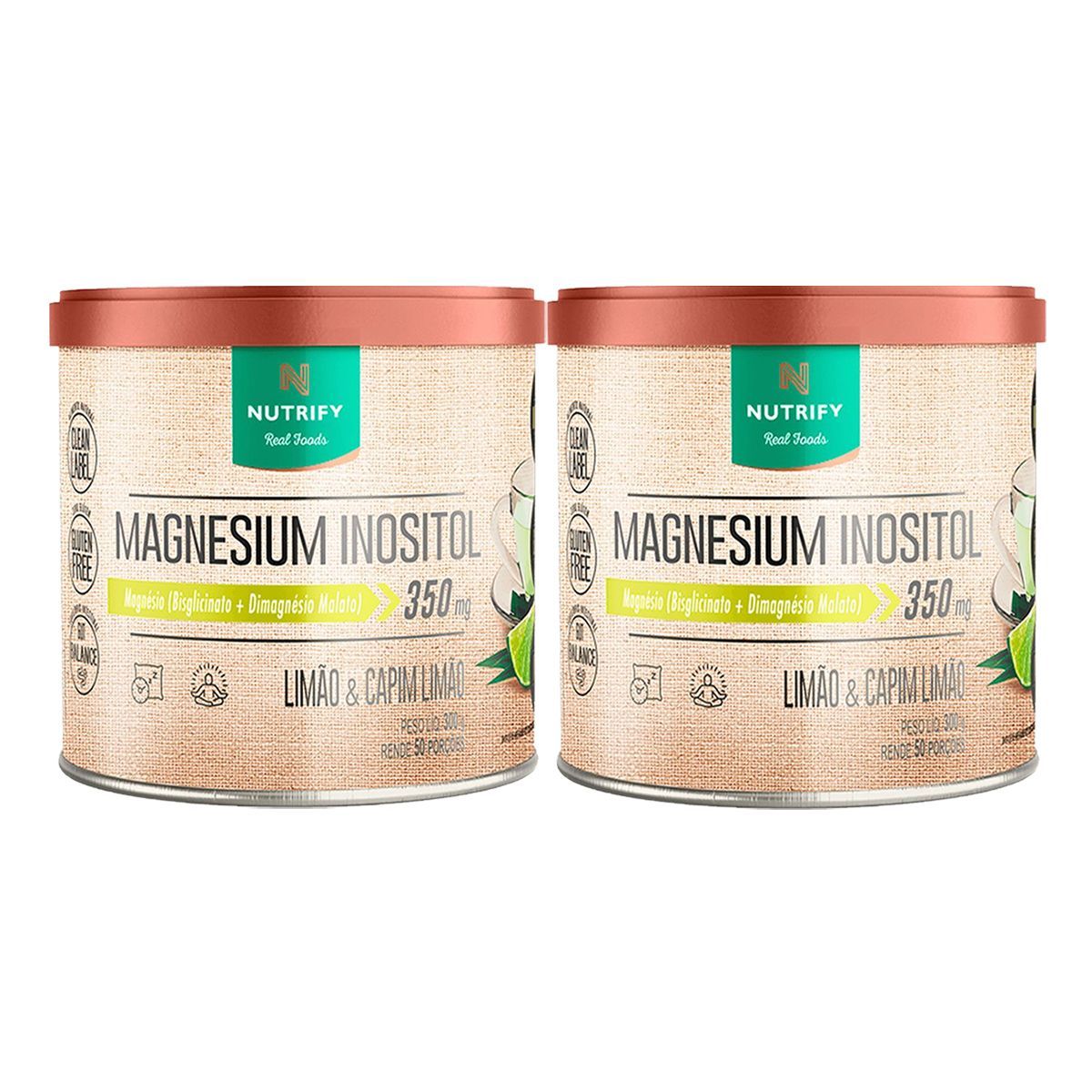 Kit 2X Magnesium Inositol - 300g Lim�o e Capim Lim�o - Nutrify