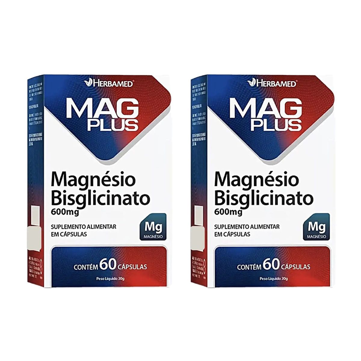 Kit 2X MagPlus Magn�sio Bisglicinato - 60 C�psulas - Herbamed