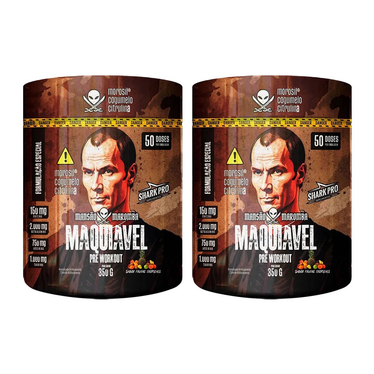 Kit 2X Maquiavel - Pr� Treino 350g Frutas Tropicais - Shark Pro