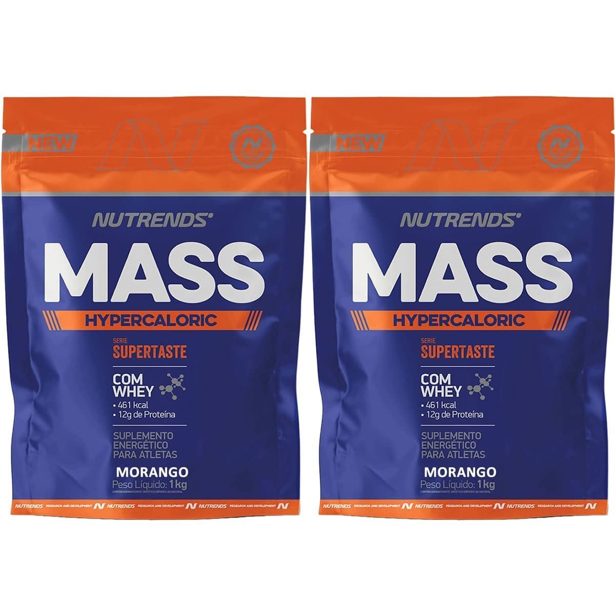 Kit 2X Mass Hypercaloric - 1000g Refil Morango -  Nutrends