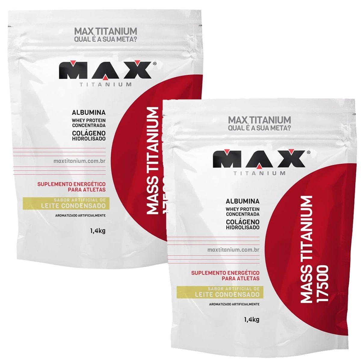 Kit 2X Mass Titanium 17500 - 1400g Refil Leite Condensado - Max Titanium