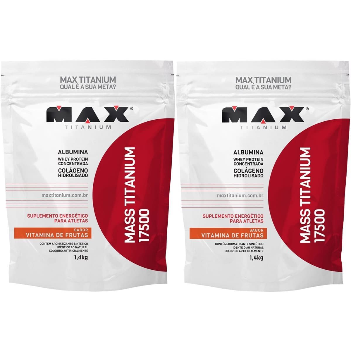 Kit 2X Mass Titanium 17500 - 1400g Refil Vitamina de Frutas - Max Titanium