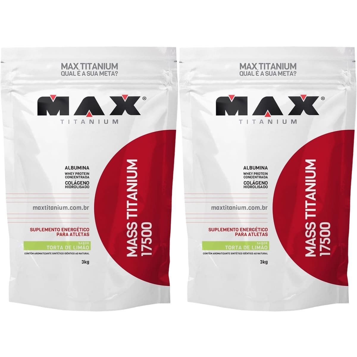 Kit 2X Mass Titanium 17500 - 3000g Refil Torta de Lim�o - Max Titanium