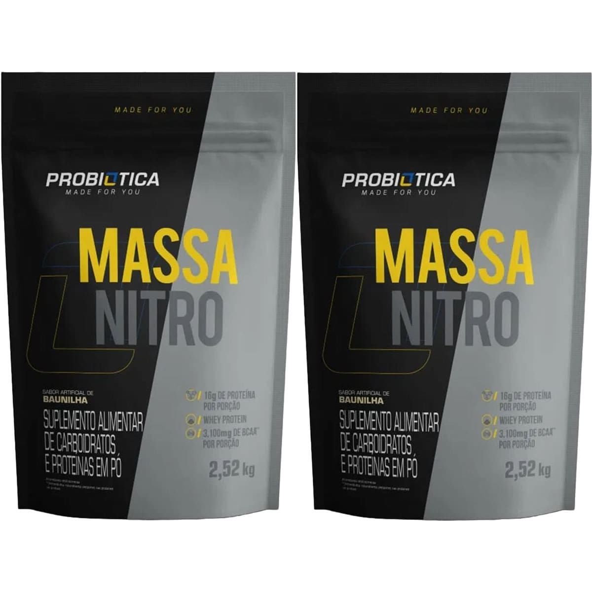 Kit 2X Massa Nitro - Refil 2.520g Baunilha  - Probi�tica