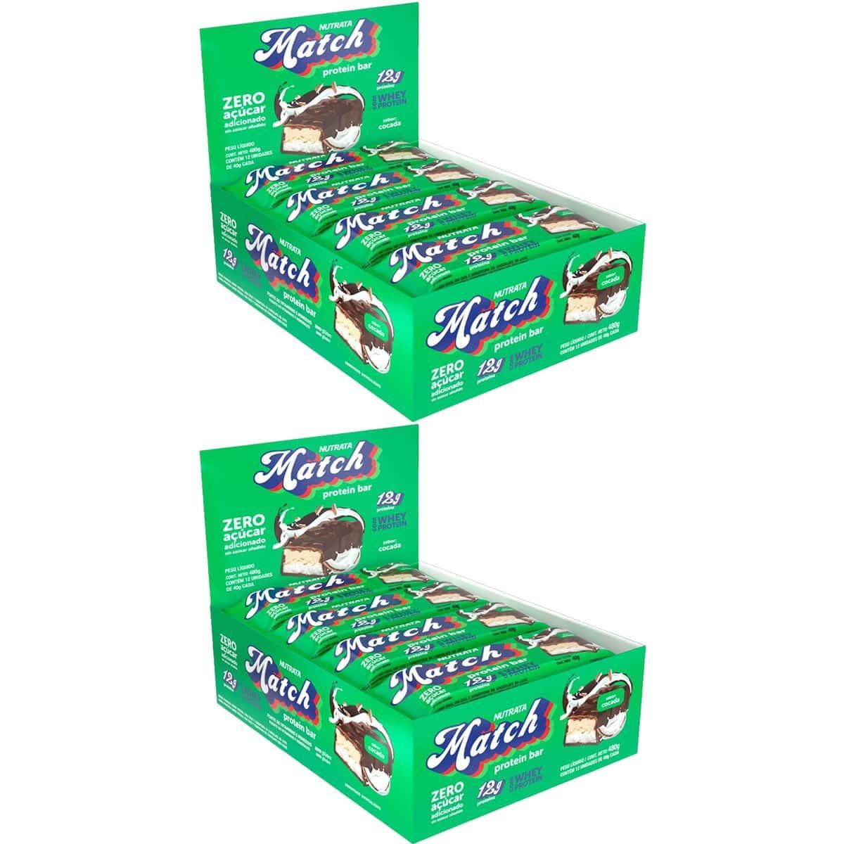 Kit 2X Match Protein Bar - 12 Unidades 40g Cocada - Nutrata