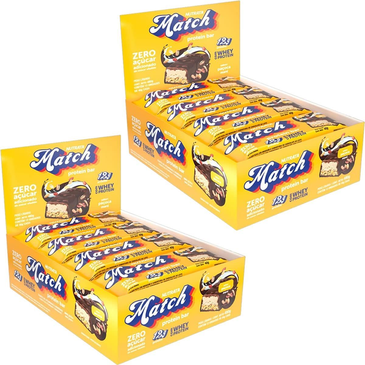 Kit 2X Match Protein Bar - 12 Unidades 40g Pa�oca - Nutrata