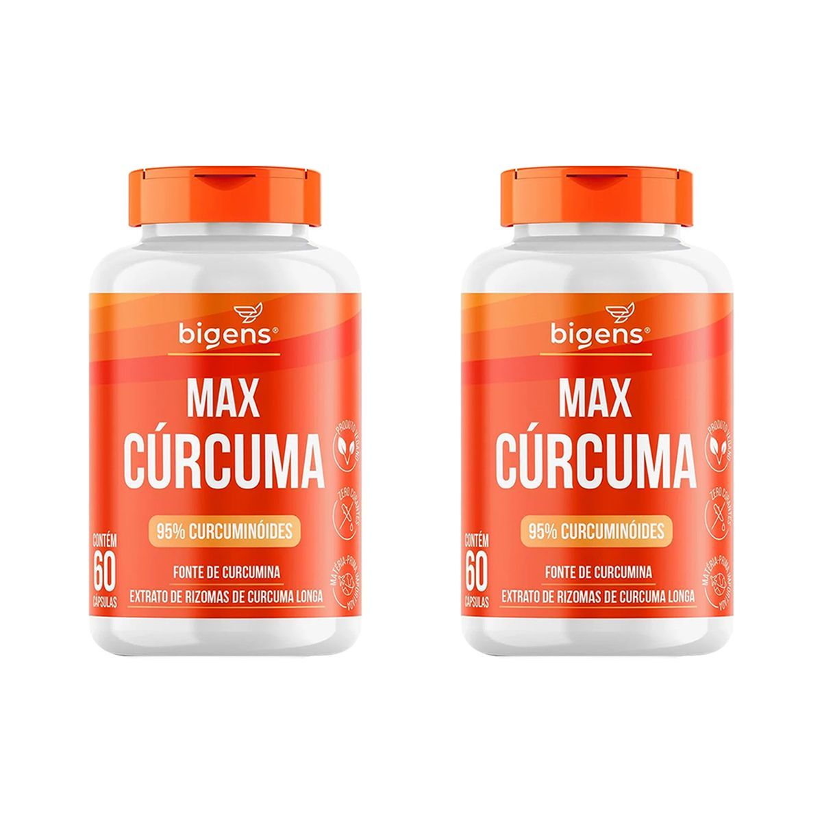 Kit 2X Max Curcuma 95% Curcuminoides - 60 C�psulas - Bigens