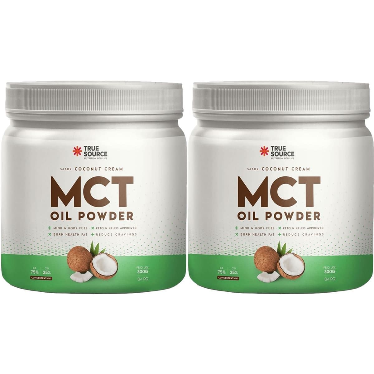 Kit 2X Mct Oil Powder - 300g  Coconut Cream - True Source