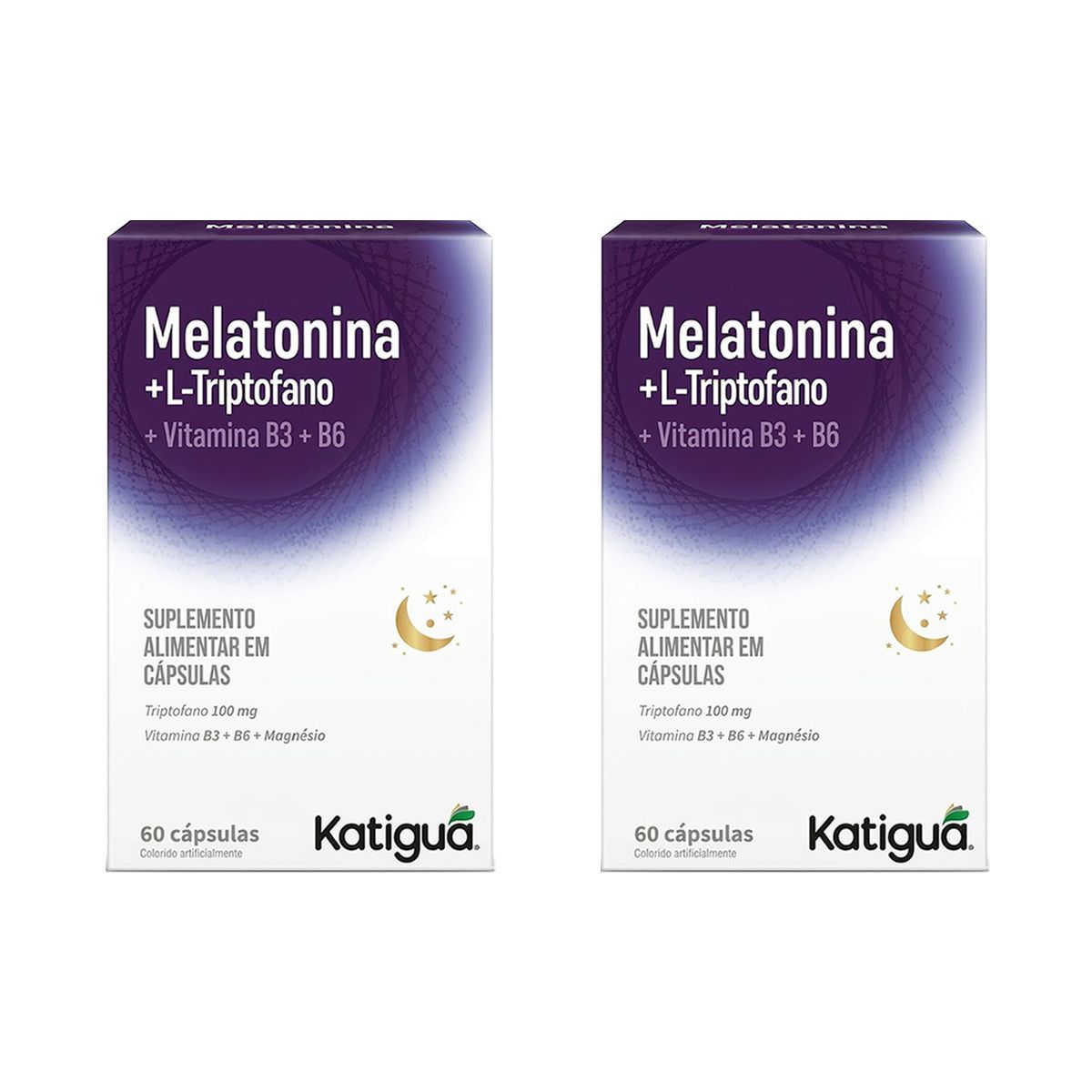 Kit 2X Melatonina + L-Triptofano 500mg - 60 C�psulas - katigu�