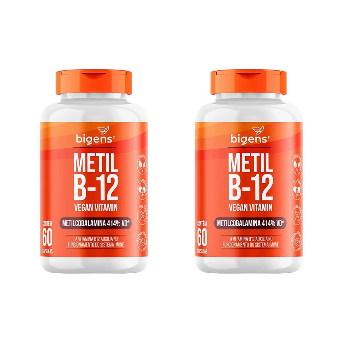 Kit 2X Metil B12 Vegan Vitamin - 60 C�psulas - Bigens