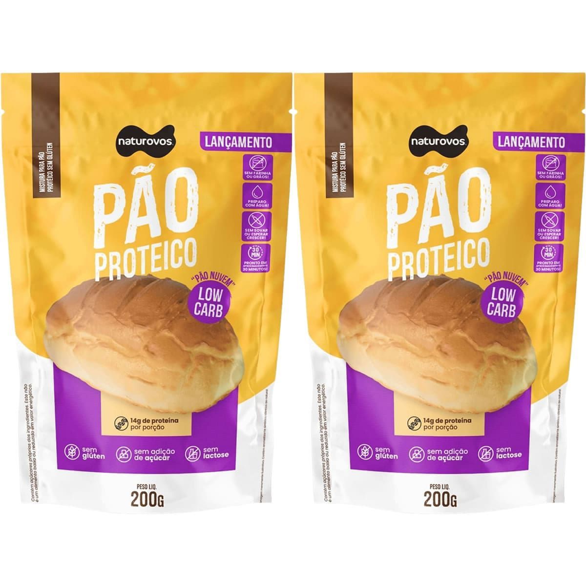 Kit 2X Mistura P�o Proteico Low Carb - 200g - Naturovos
