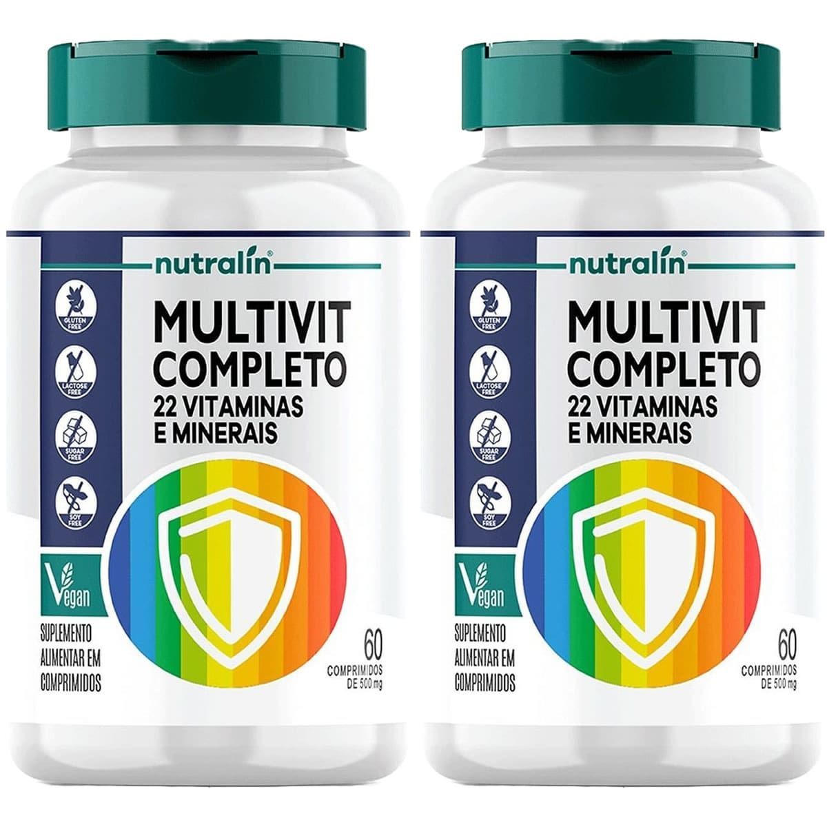 Kit 2X Multivit Completo 22 Vitaminas e Minerais Vegano - 60 Comprimidos - Nutralin