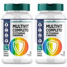Kit 2X Multivit Completo 22 Vitaminas e Minerais Vegano - 60 Comprimidos - Nutralin