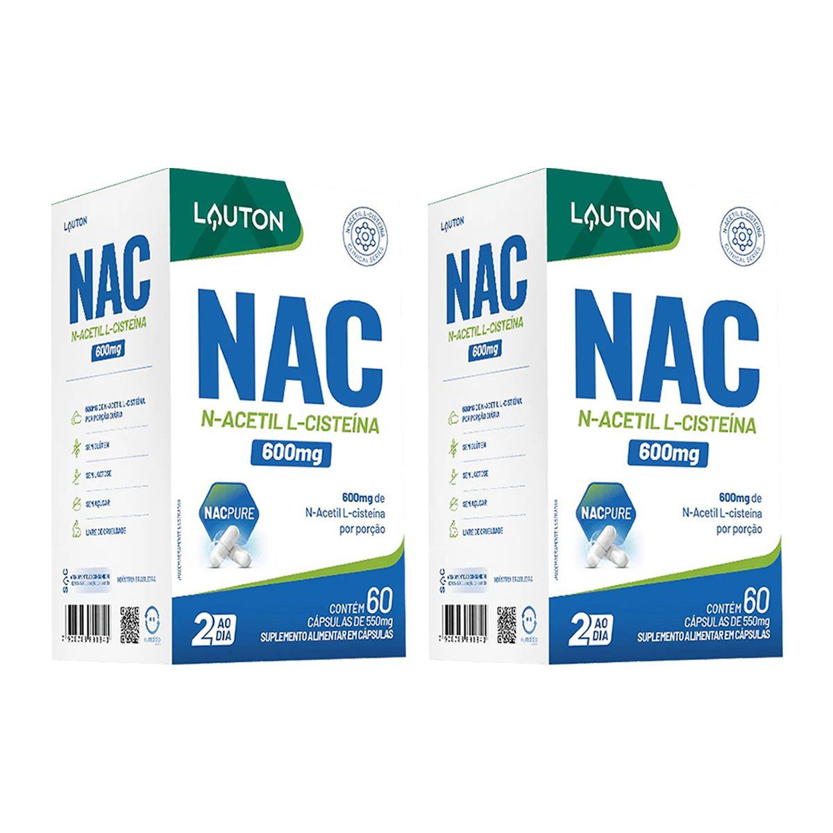 Kit 2X NAC N-Acetil L-Ciste�na - 60 C�psulas - Lauton Nutrition