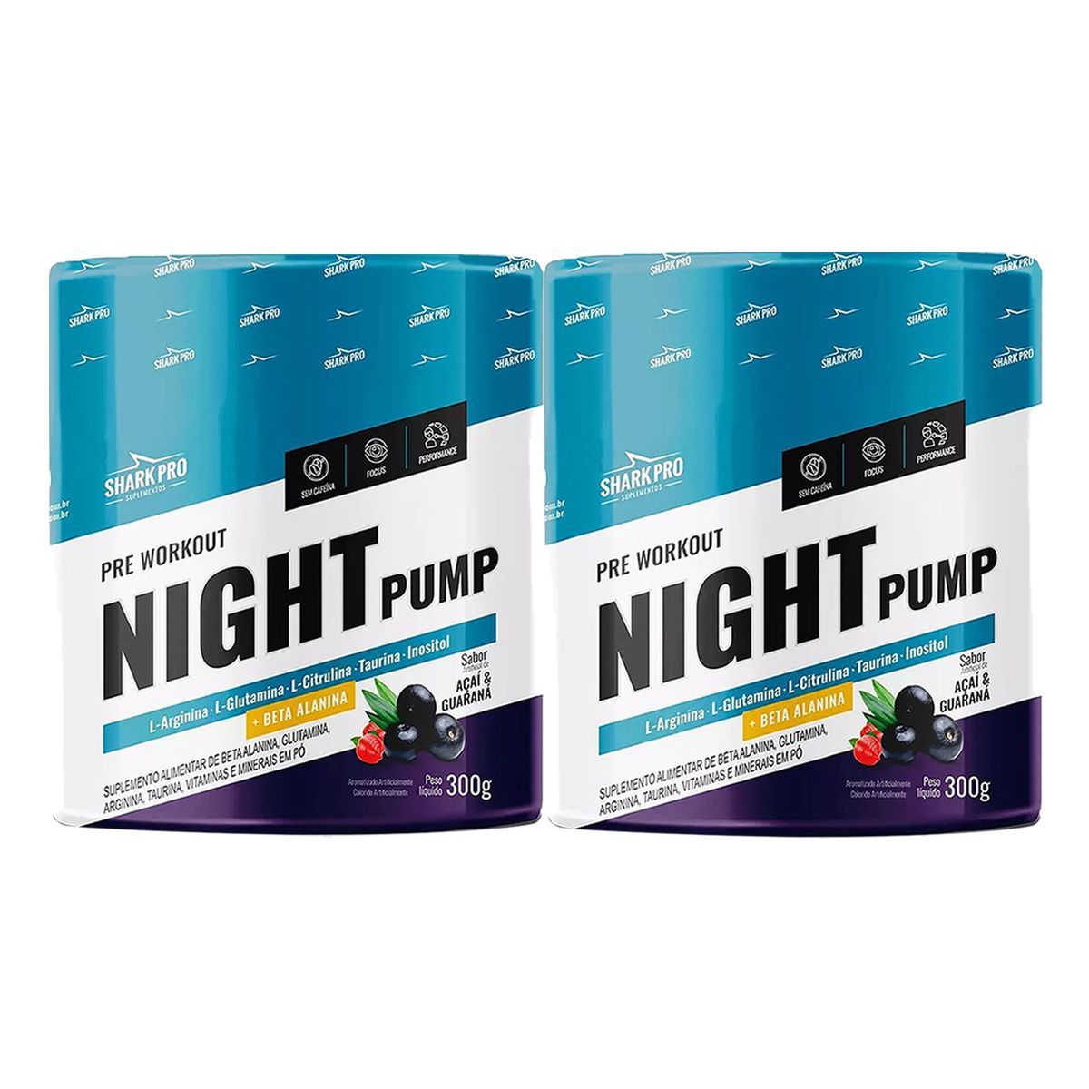 Kit 2X Night Pump - 300g A�ai & Guaran� - Shark Pro