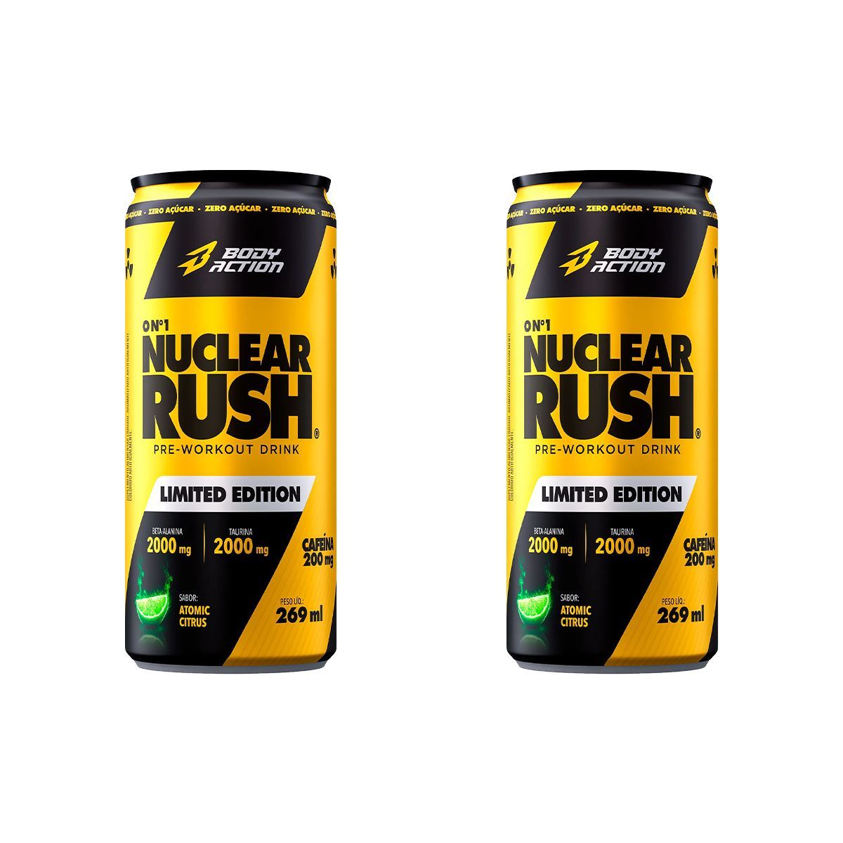 Kit 2X Nuclear Rush Pre Workout Drink - 269ml Atomic Citrus - BodyAction