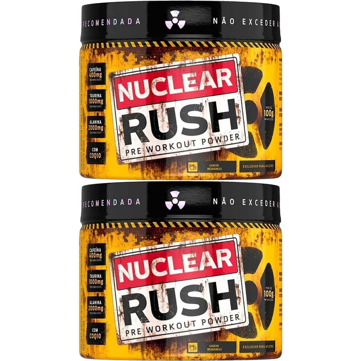 Kit 2X Nuclear Rush Pre Workut Powder - 100g Morango - BodyAction