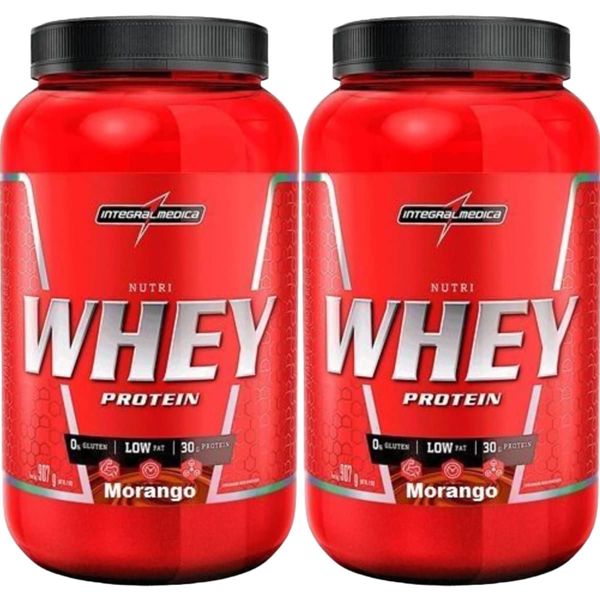 Kit 2X Nutri Whey Protein - 907g Morango - IntegralM�dica