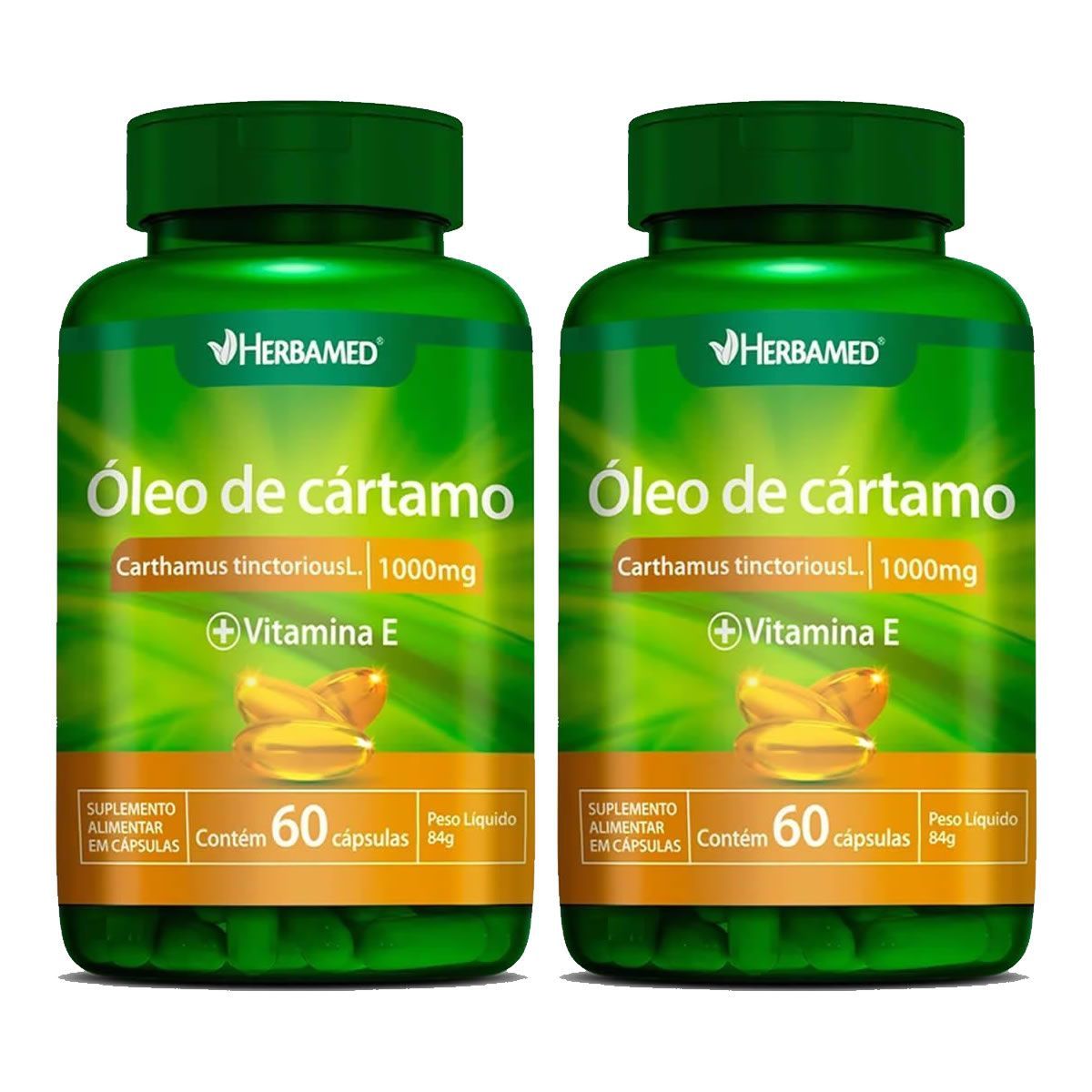 Kit 2X Oleo de Cartamo com Vitamina E - 60 C�psulas - Herbamed