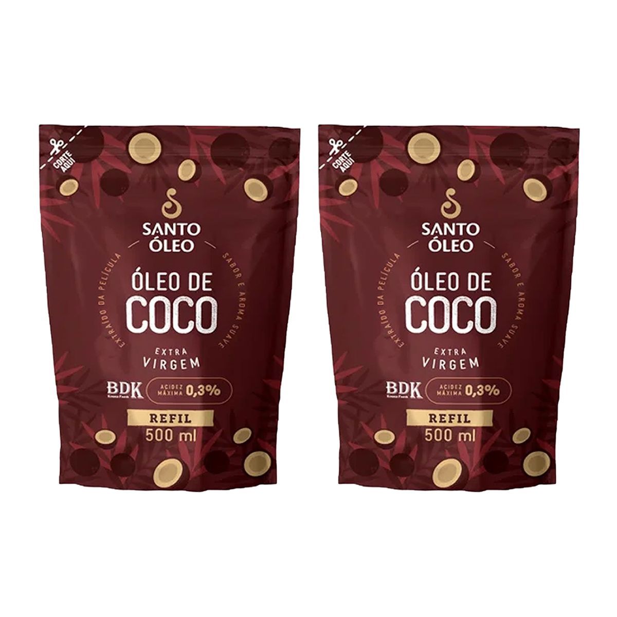 Kit 2X Oleo de Coco de Pelicula - Refil 500ml Extravirgem - Santo �leo