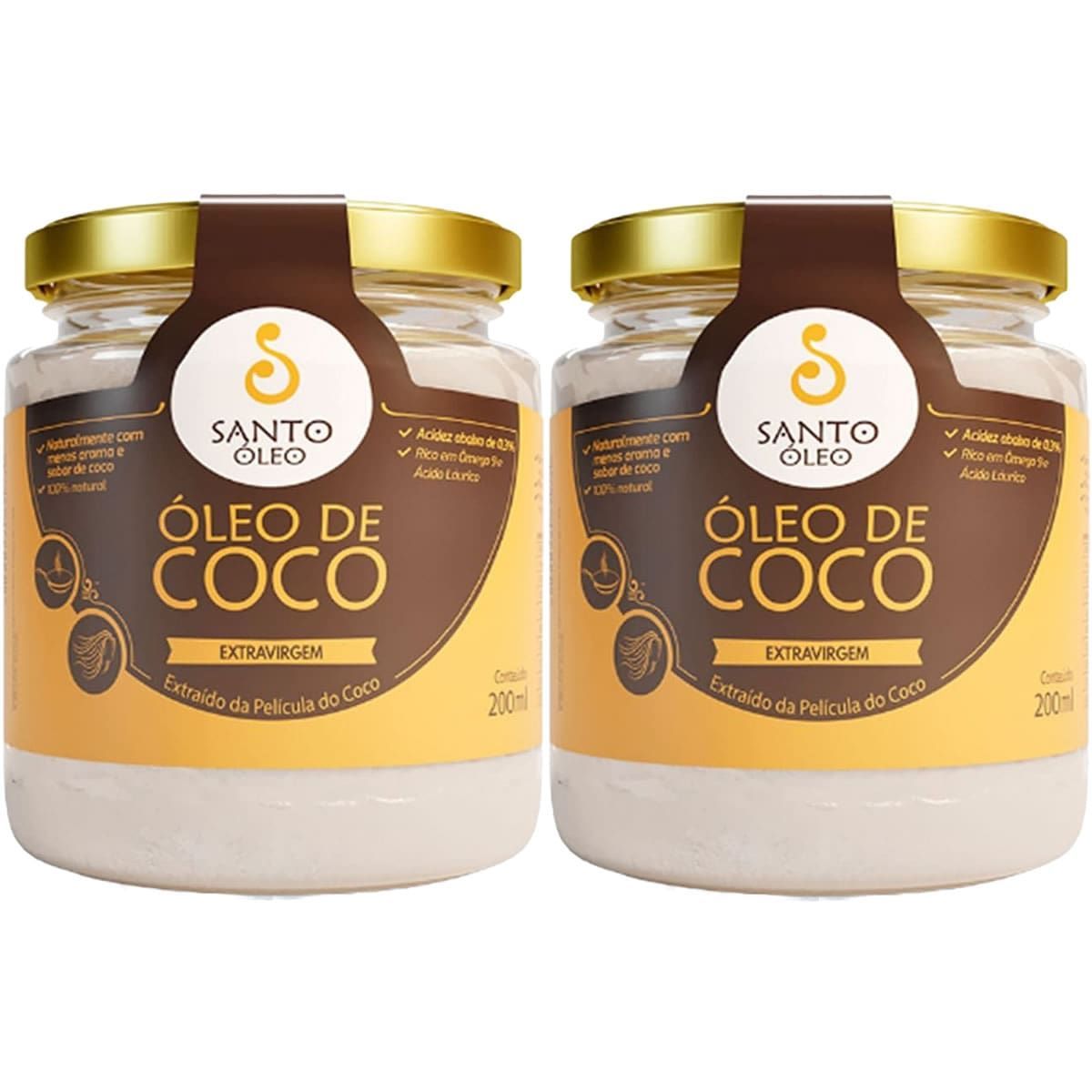 Kit 2X �leo de Coco Extra Virgem de Pel�cula - 200ml - Santo �leo