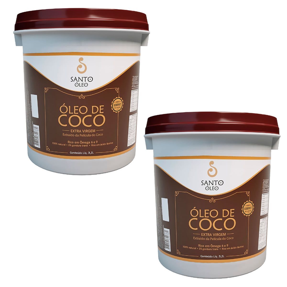 Kit 2X �leo de Coco Extra Virgem de Pel�cula - 3200ml - Santo �leo