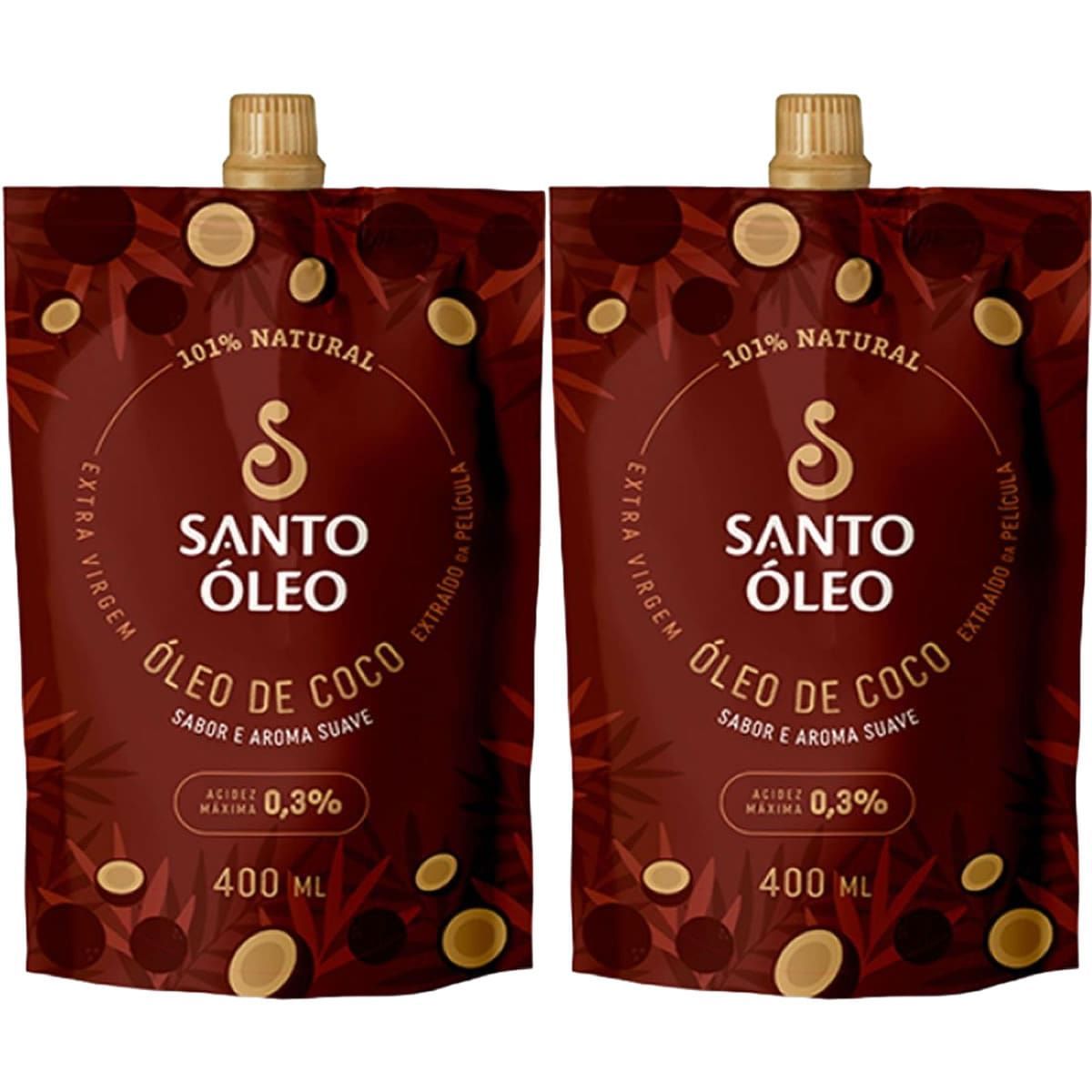 Kit 2X �leo de Coco Extra Virgem de Pel�cula - 400ml Refil - Santo �leo