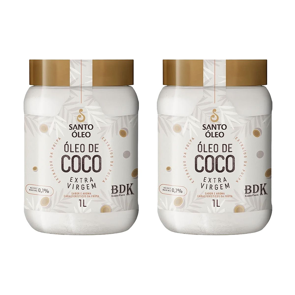 Kit 2X �leo de Coco Extra Virgem de Polpa - 1000ml Natural - Santo �leo