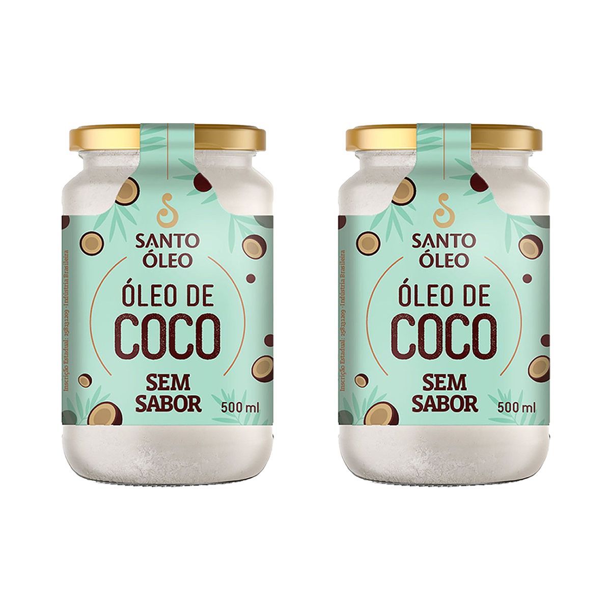 Kit 2X �leo de Coco Sem Sabor - 500ml - Santo �leo