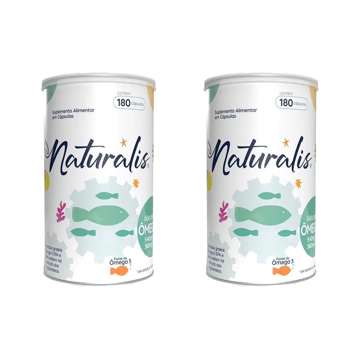 Kit 2X �leo de Peixe �mega 3 - 180 C�psulas - Naturalis