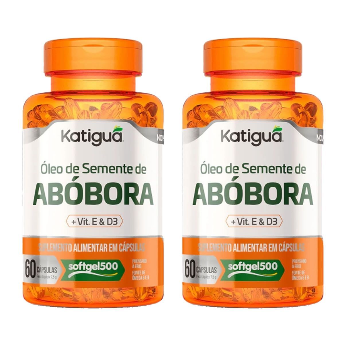 Kit 2X �leo de Semente de Ab�bora + Vitamina D3 & E - 60 c�psulas - Katigu�