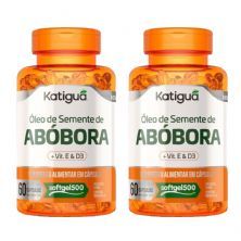 Kit 2X �leo de Semente de Ab�bora + Vitamina D3 & E - 60 c�psulas - Katigu�