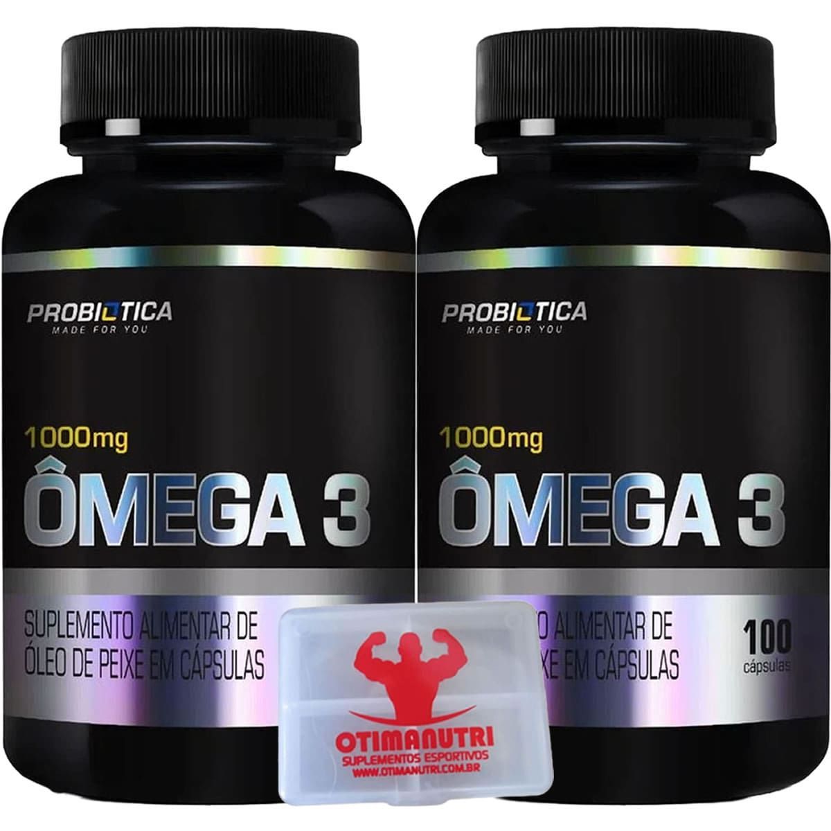 Kit 2x �mega 3 - 100 C�psulas - Nova Formula Pro Health + Porta C�ps - Probi�tica