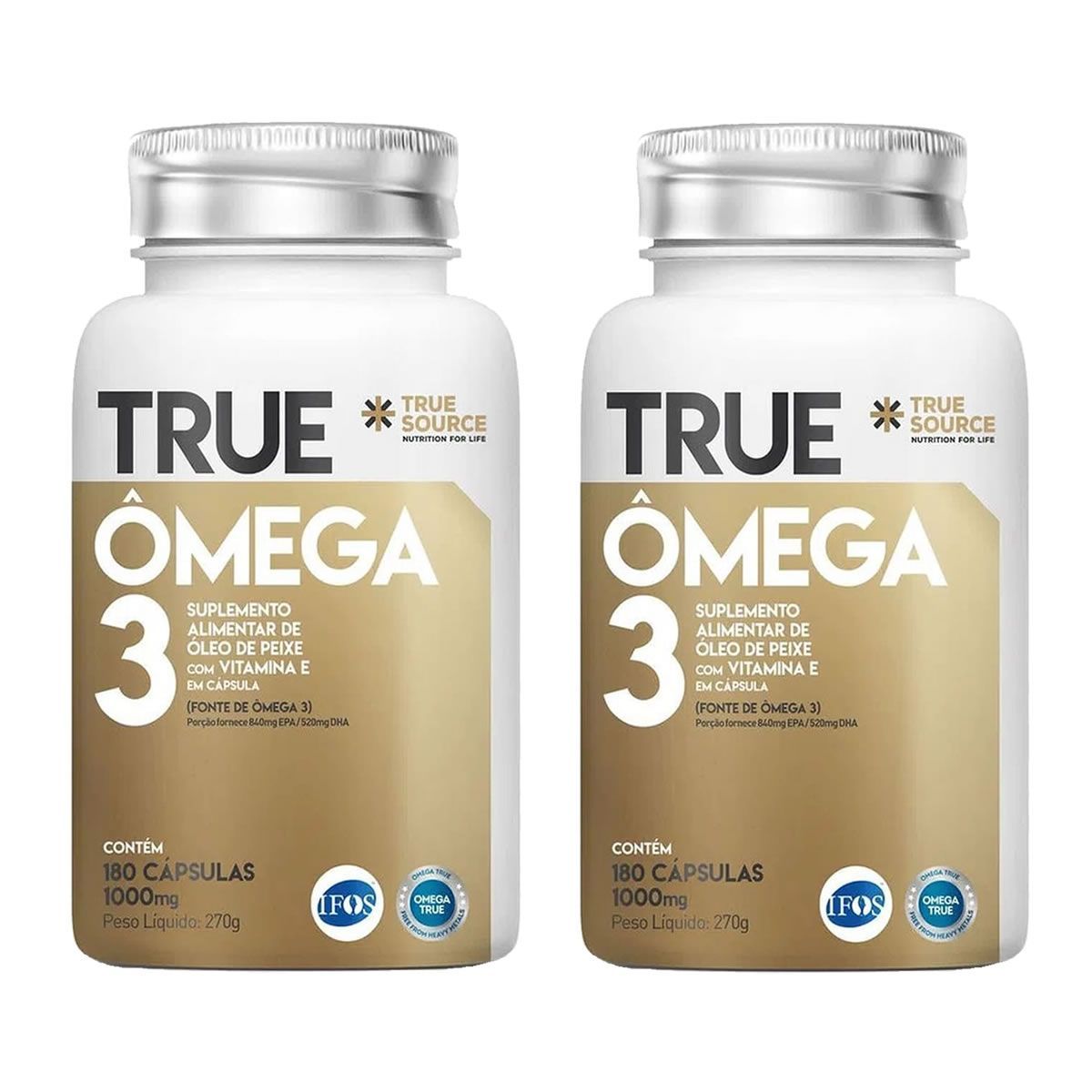 Kit 2X �mega 3 com Vitamina E - 180 C�psulas - True Source