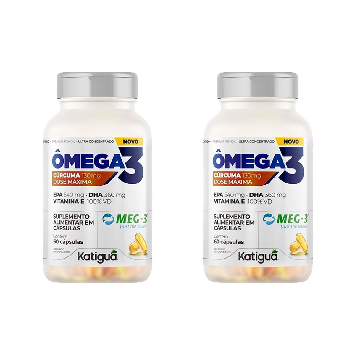 Kit 2X �mega 3 C�rcuma - 60 C�psulas - Katigu�