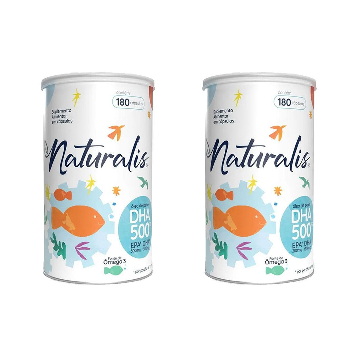 Kit 2X Omega 3 DHA 500 - 180 C�psulas - Naturalis