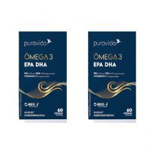 Kit 2X �mega 3 EPA DHA Nova Composi��o - 60 C�psulas Softgel - Puravida
