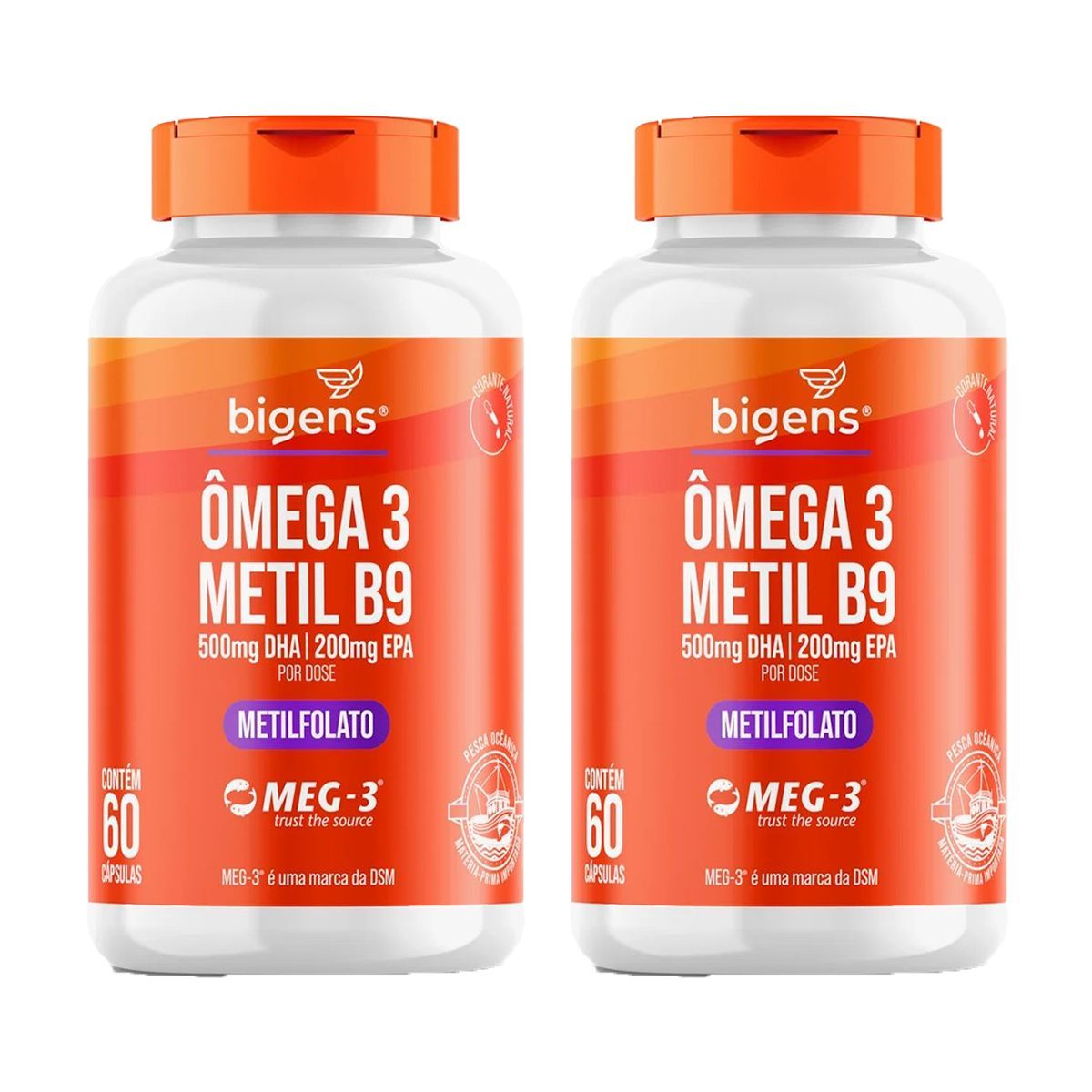 Kit 2X �mega 3 Metil B9 - 60 C�psulas - Bigens